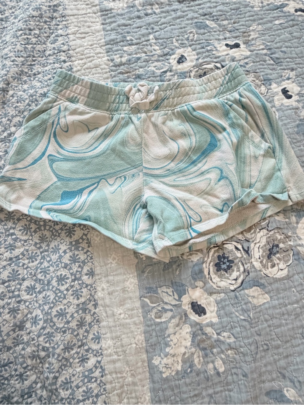 SO Teal and White Marble Lounge Shorts